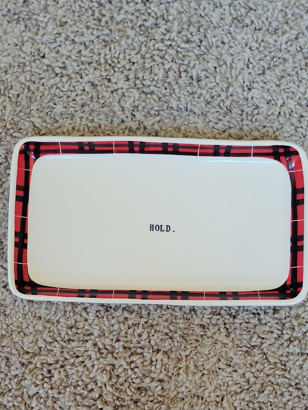 Rae Dunn by Magenta "Hold" Buffalo Plaid Platter.